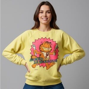 RARE Vintage 1978 Garfield Sweatshirt Crewneck Pullover Armed & Dangerous Sz Lg
